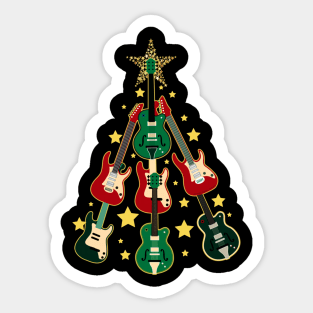 Cool Guitar Christmas Tree Guitar Lovers Christmas Tree Sticker